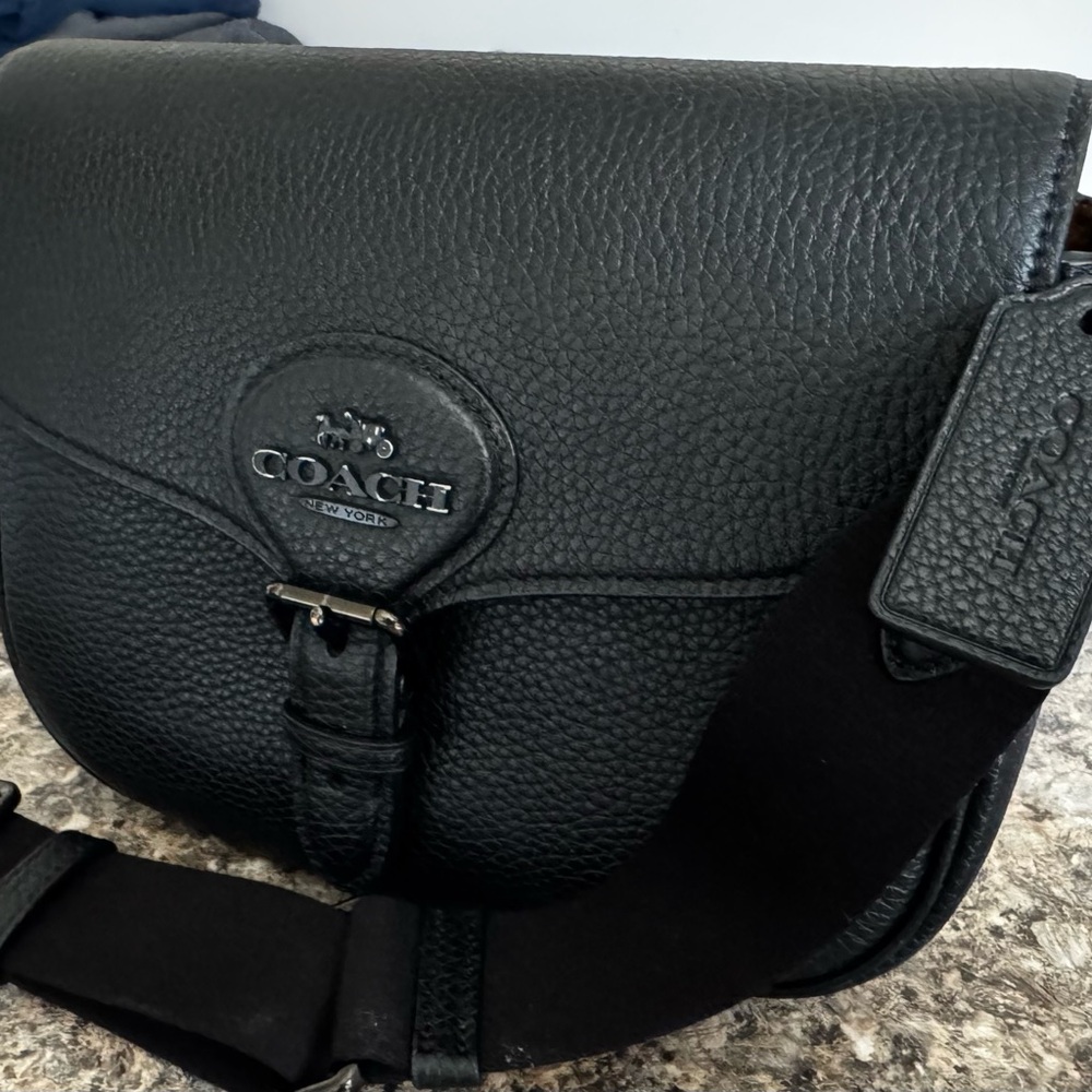 Coach Black Pebbled Leather Shoulder Bag
